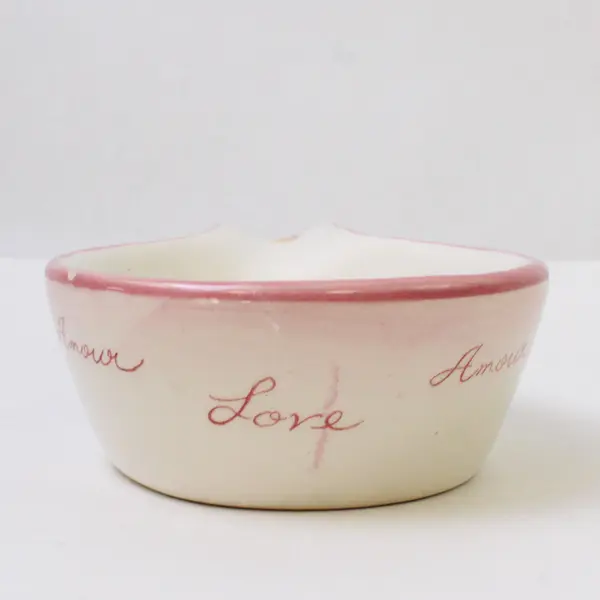 Vintage Pink Rose Hand-Painted Ceramic Spoon Rest Floral White