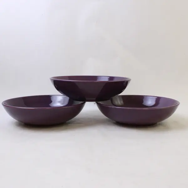 Lot Of 3 Royal Norfolk Solid Purple Ceramic Round Soup Bowls 8.25" Diameter