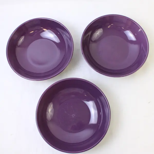 Lot Of 3 Royal Norfolk Solid Purple Ceramic Round Soup Bowls 8.25" Diameter