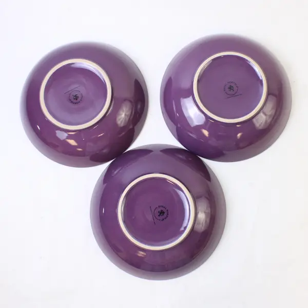 Lot Of 3 Royal Norfolk Solid Purple Ceramic Round Soup Bowls 8.25" Diameter