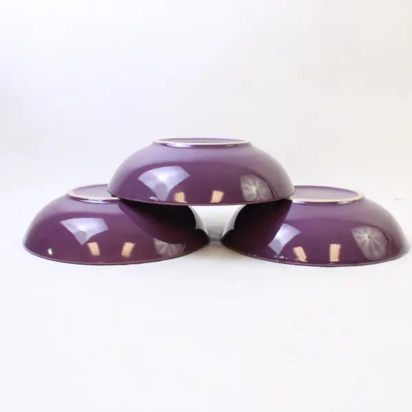 Lot Of 3 Royal Norfolk Solid Purple Ceramic Round Soup Bowls 8.25" Diameter