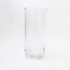 Clear Glass Highball Tumbler Tapered Faceted Hexagonal Base 5" Used