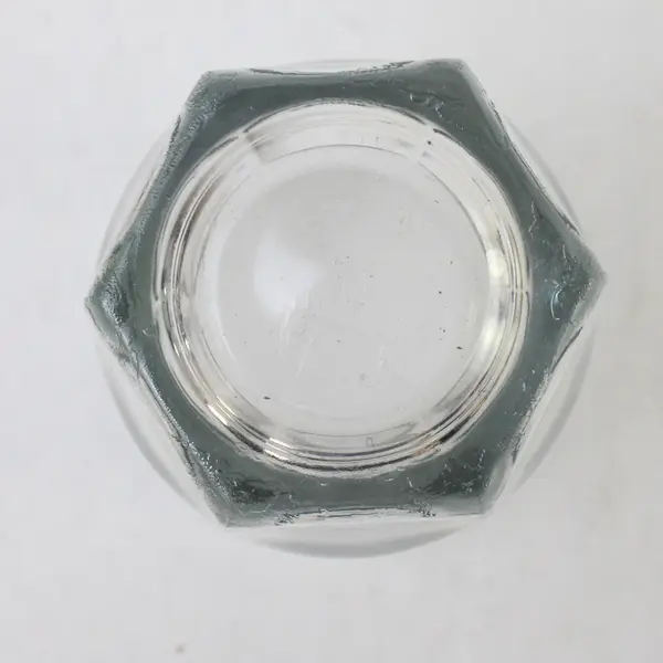 Clear Glass Highball Tumbler Tapered Faceted Hexagonal Base 5" Used