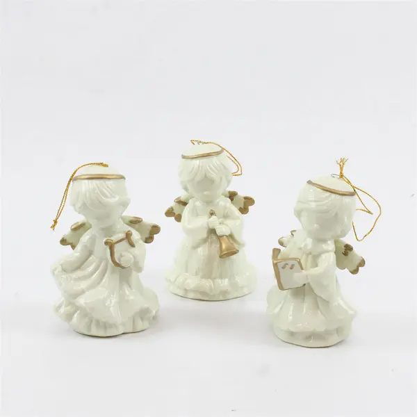 Lot of 3 Porcelain Angel Ornaments New Christmas Tree Holiday Decor