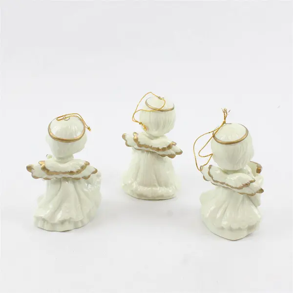 Lot of 3 Porcelain Angel Ornaments New Christmas Tree Holiday Decor
