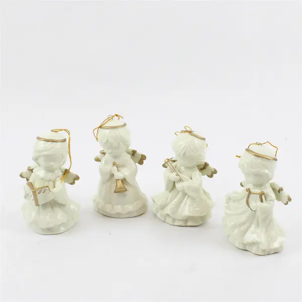 Lot of 4 New Porcelain Angel Ornaments Christmas Tree Decor w/ Instruments