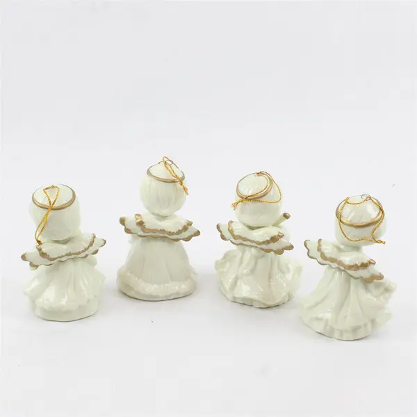 Lot of 4 New Porcelain Angel Ornaments Christmas Tree Decor w/ Instruments