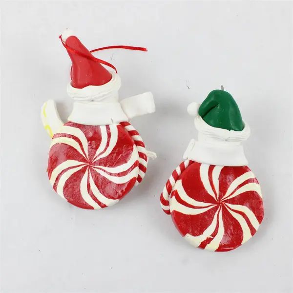 Peppermint Candy Snowman Our First Christmas Ornament 5x6 Needs Repair