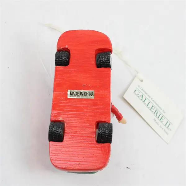 Lot of 2 Gallerie II Ceramic Santa Race Car Ornaments - New