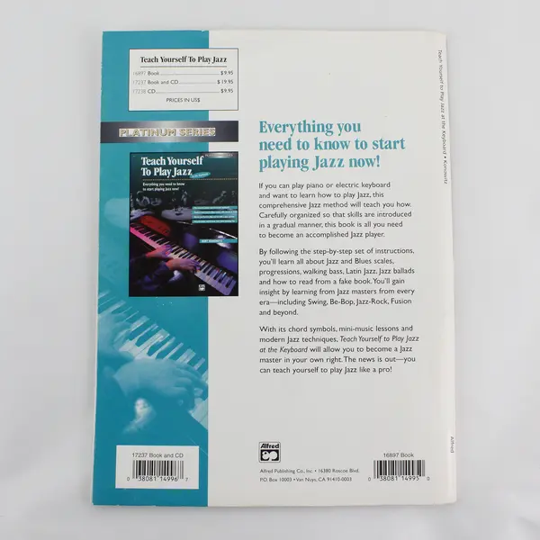 Teach Yourself to Play Jazz at the Keyboard Bert Konowitz 1997 Paperback W/CD
