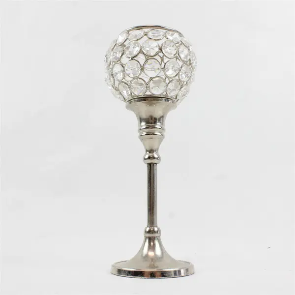 Set of 2 Vintage Silver-Tone Acrylic Crystal Votive Tea Light Candle Holders