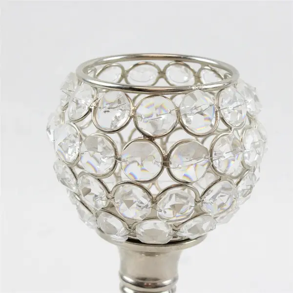 Set of 2 Vintage Silver-Tone Acrylic Crystal Votive Tea Light Candle Holders