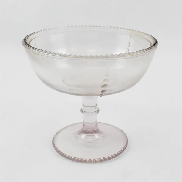 Early American Pressed Glass Compote Beaded Edge Vintage 5" Bowl