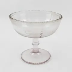 Early American Pressed Glass Compote Beaded Edge Vintage 5" Bowl