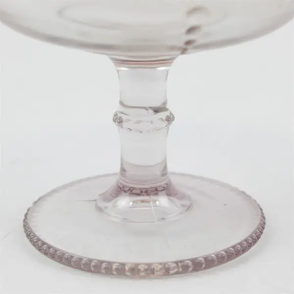 Early American Pressed Glass Compote Beaded Edge Vintage 5" Bowl