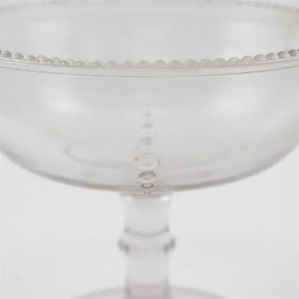 Early American Pressed Glass Compote Beaded Edge Vintage 5" Bowl