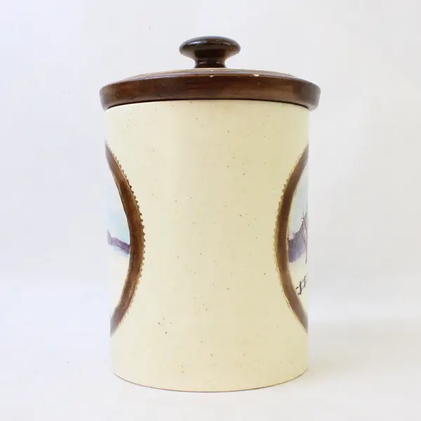 Vintage 1979 Hershey Molds Ceramic Canister Painted Winter Village