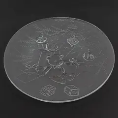 Libbey Holiday Teddy Bear Round Pattern Clear Glass Serving Platter 12.75"