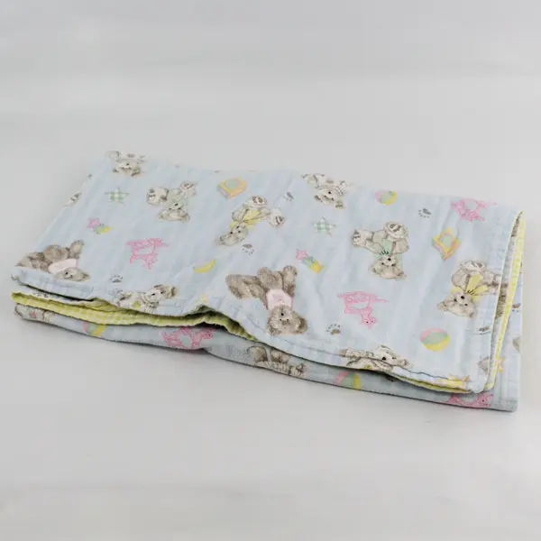 Unbranded Blue & Yellow W/ Teddy Bear Pattern Crib Throw Blanket 42" x 41"