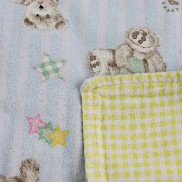Unbranded Blue & Yellow W/ Teddy Bear Pattern Crib Throw Blanket 42" x 41"