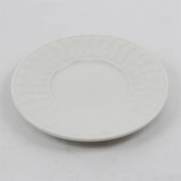Lot Of 4 Totally Today Brand TTO12 Pattern White Ceramic Saucers 6.5"