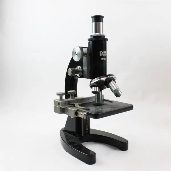 Vintage Olympus Tokyo Microscope Model 93688 with Original Wooden Case and Light
