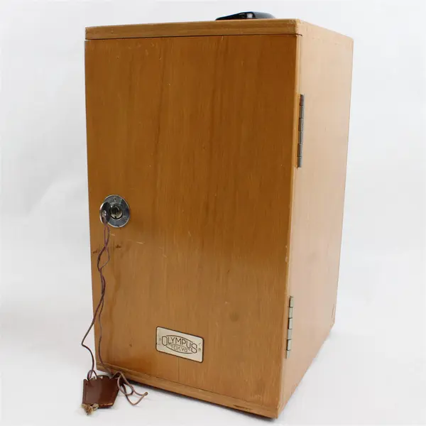 Vintage Olympus Tokyo Microscope Model 93688 with Original Wooden Case and Light