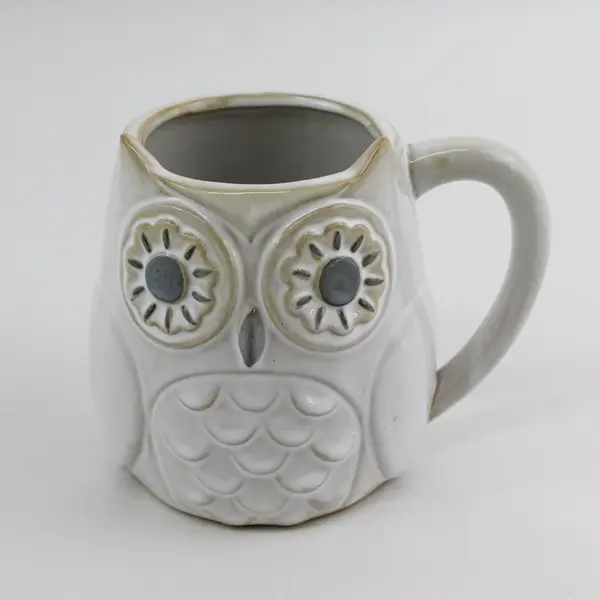 Retro White Ceramic Owl Coffee Mug
