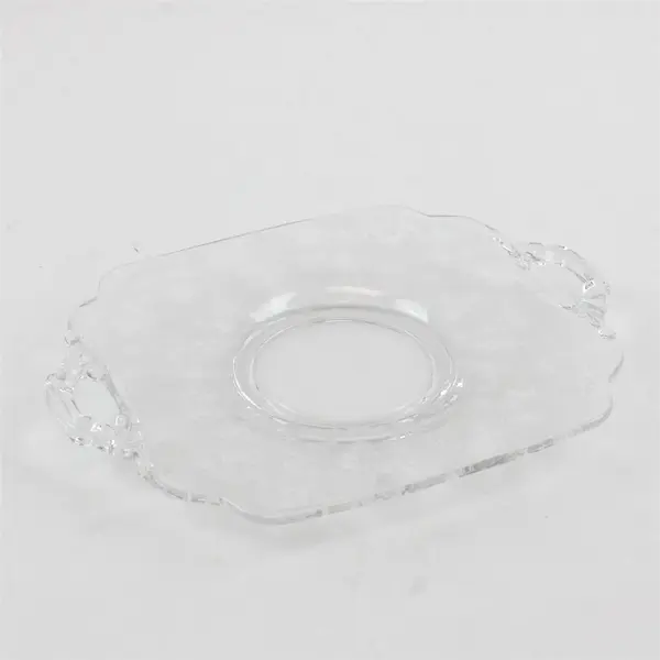 Cambridge Glass Co Rose Point Clear Pattern Rectangle Handled Plate 8.25" Long