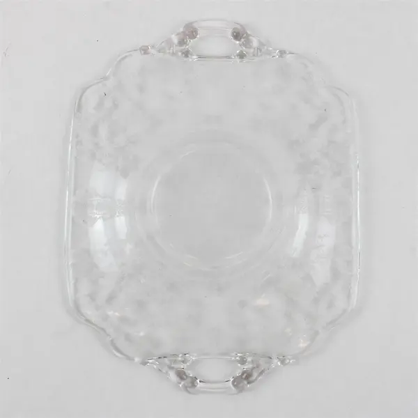 Cambridge Glass Co Rose Point Clear Pattern Rectangle Handled Plate 8.25" Long