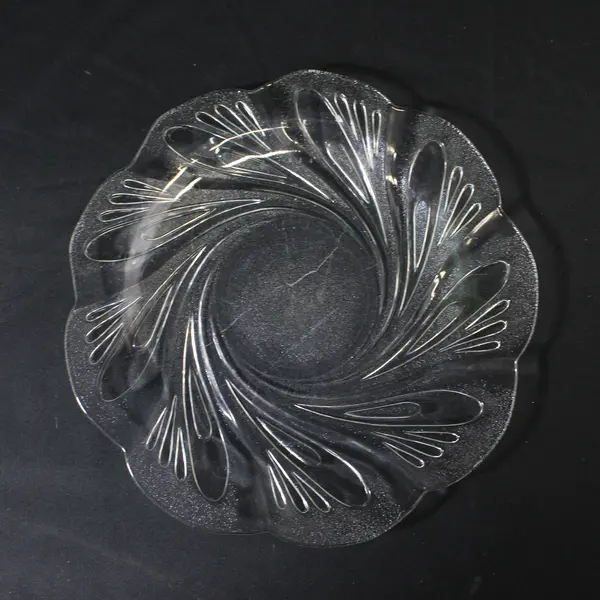 Vintage KIG Swirl Design Clear Glass Plate 10"