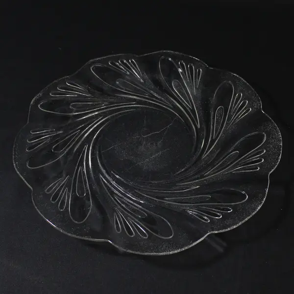 Vintage KIG Swirl Design Clear Glass Plate 10"