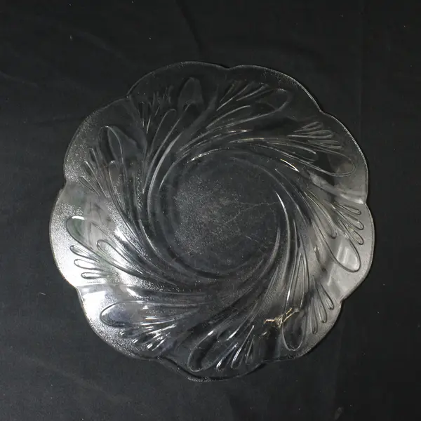 Vintage KIG Swirl Design Clear Glass Plate 10"