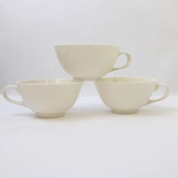 Lot Of 3 Syracuse China Brand Serene Pattern Matching White Ceramic Cups 2" Tall