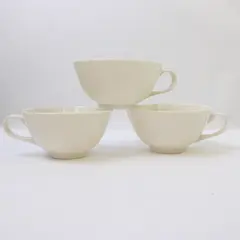 Lot Of 3 Syracuse China Brand Serene Pattern Matching White Ceramic Cups 2" Tall