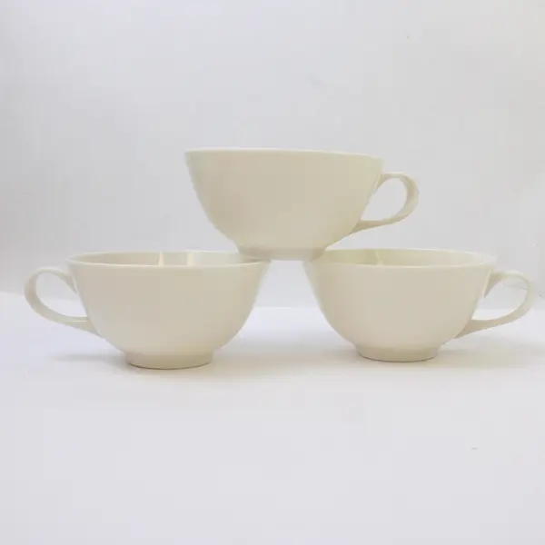 Lot Of 3 Syracuse China Brand Serene Pattern Matching White Ceramic Cups 2" Tall