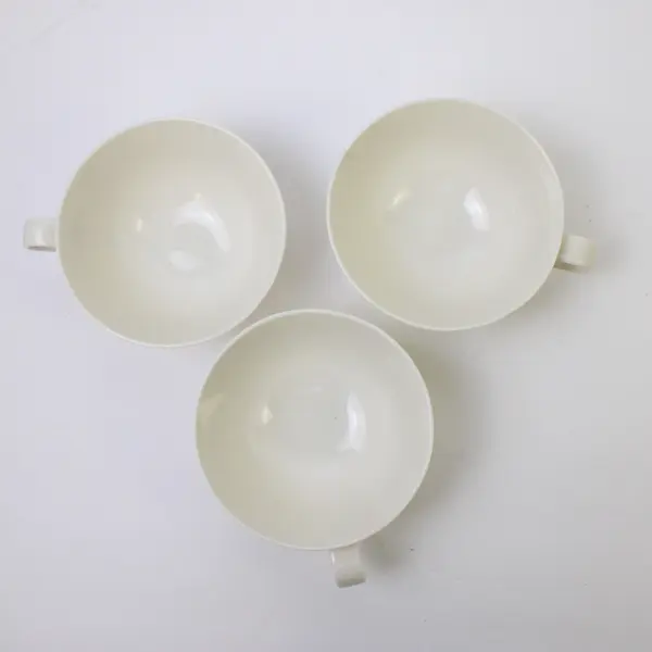 Lot Of 3 Syracuse China Brand Serene Pattern Matching White Ceramic Cups 2" Tall