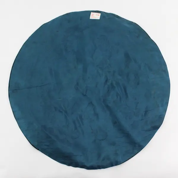 Vintage Silk Embroidered Circular Placemat, Oriental Art w/Bird, 18" Round