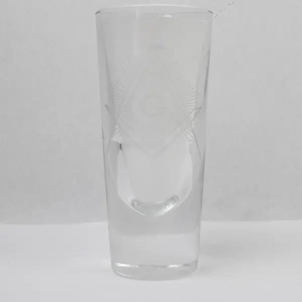 Antique Masonic Handblown Hand-Etched Shot Glass 5.5" Tall