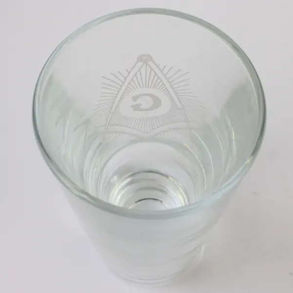 Antique Masonic Handblown Hand-Etched Shot Glass 5.5" Tall