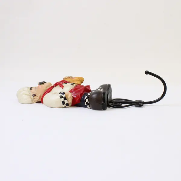 Chef Figurine Towel Hanger with Hook 8.5" Tall Kitchen Decoration