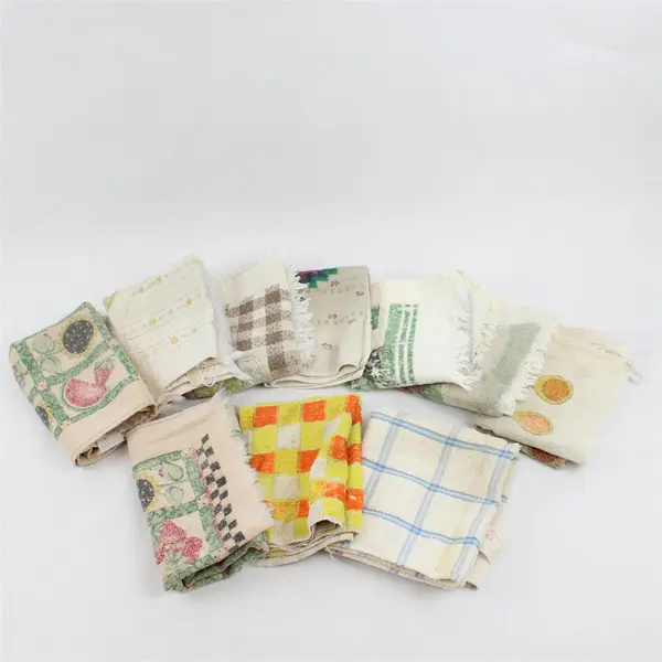 Lot of 15 Country Kitsch Dish and Hand Towels Flawed, For Fabric DIY Repurposing