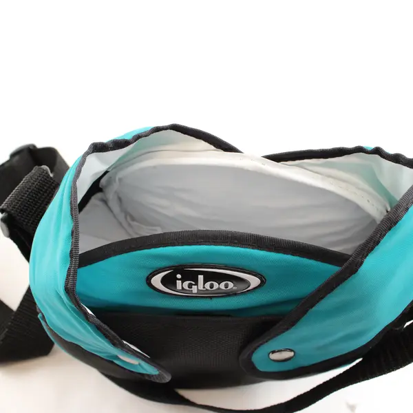 Igloo-Insulated Circular Cooler/Lunch Bag with Carrying Strap, Black and Blue