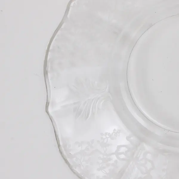 Vintage New Martinsville Prelude Floral Pressed Glass Salad Plate 7-1/2"