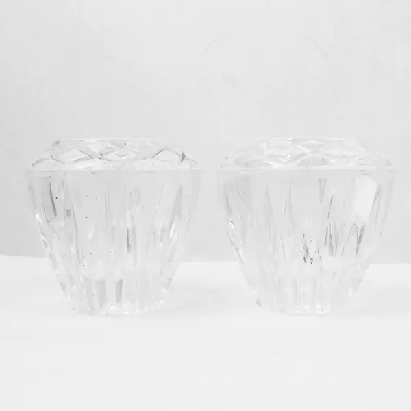 Set of 2 Princess House Highlights Heavy Cut Crystal Votive Holders