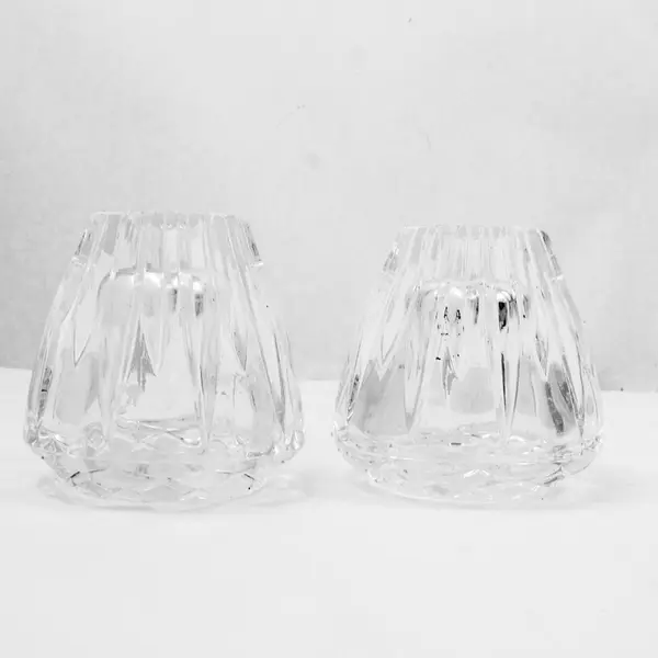 Set of 2 Princess House Highlights Heavy Cut Crystal Votive Holders