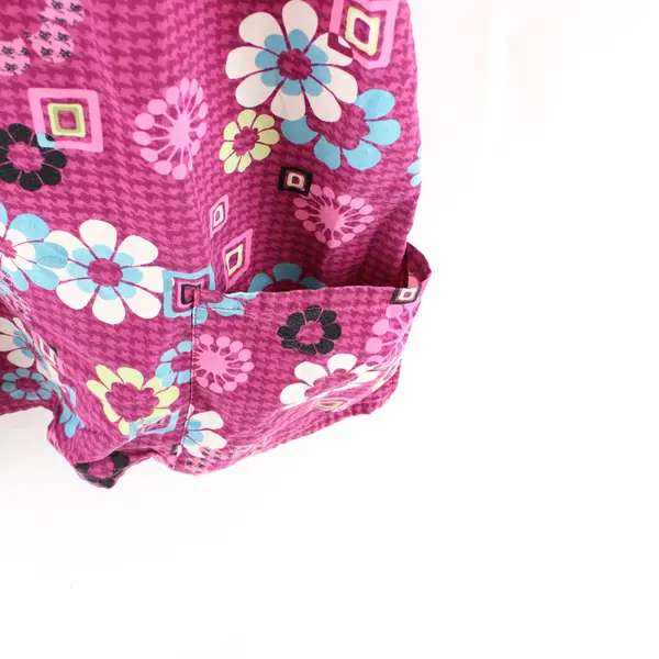 Scrubs & Beyond Floral Pattern Magenta Pink Scrub Top Women's Size 12-14