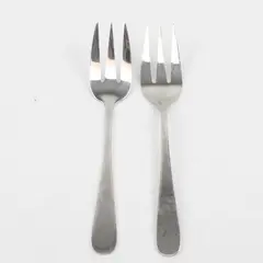 Lot of 2 Cambridge 18/8 Stainless Steel Serving Forks Three Pronged