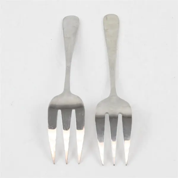 Lot of 2 Cambridge 18/8 Stainless Steel Serving Forks Three Pronged