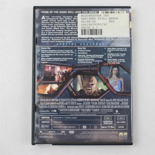 Resident Evil: Apocalypse Double DVD Movie Widescreen Special Edition 2004 